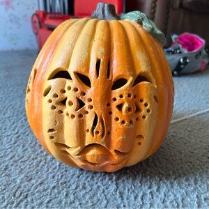 Vintage Matrix 1996 face foam lighted pumpkin Halloween decor Blow Mold